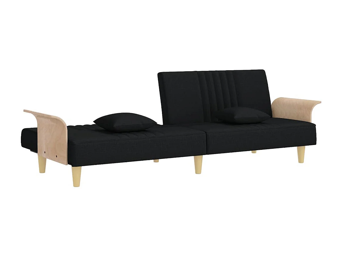 Sofá cama con reposabrazos tela negro