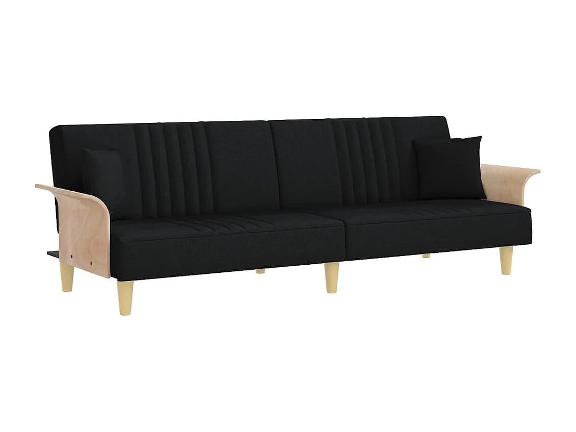 Sofá cama con reposabrazos tela negro