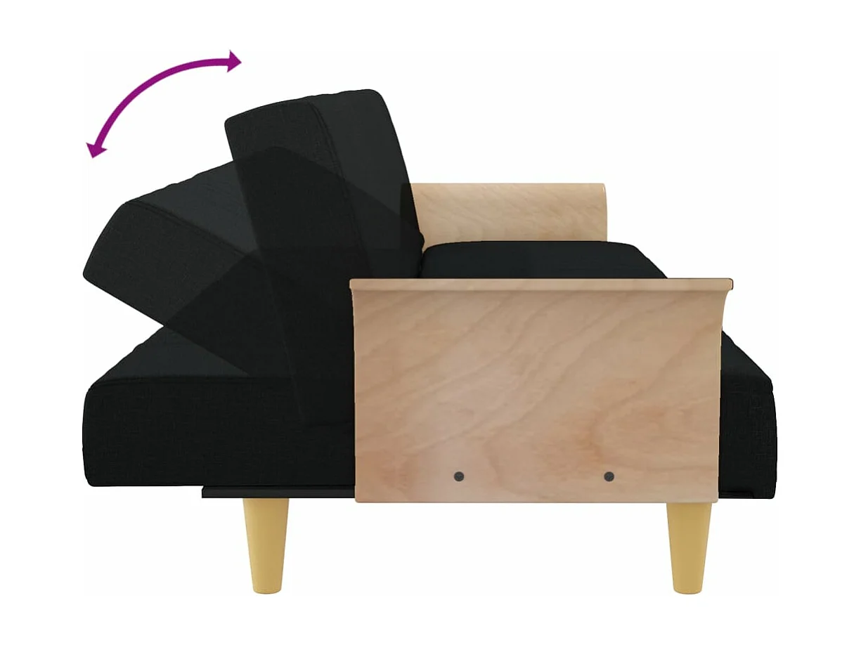 Sofá cama con reposabrazos tela negro