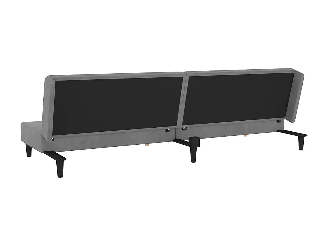 Sofá-cama 2 lugares com duas almofadas veludo cinzento-claro