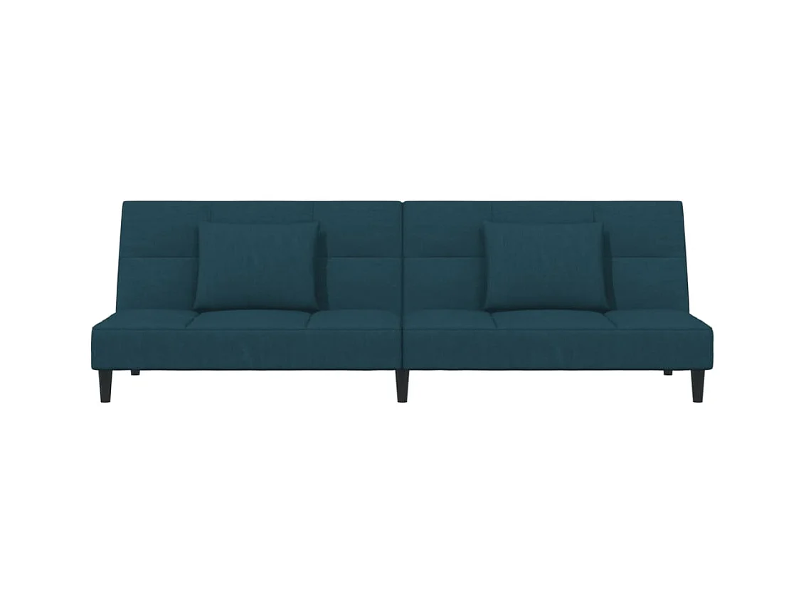 Divano Letto a 2 Posti con 2 Cuscini Blu in Velluto
