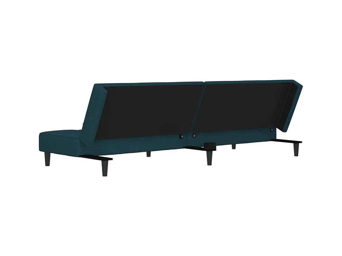 Divano Letto a 2 Posti con 2 Cuscini Blu in Velluto