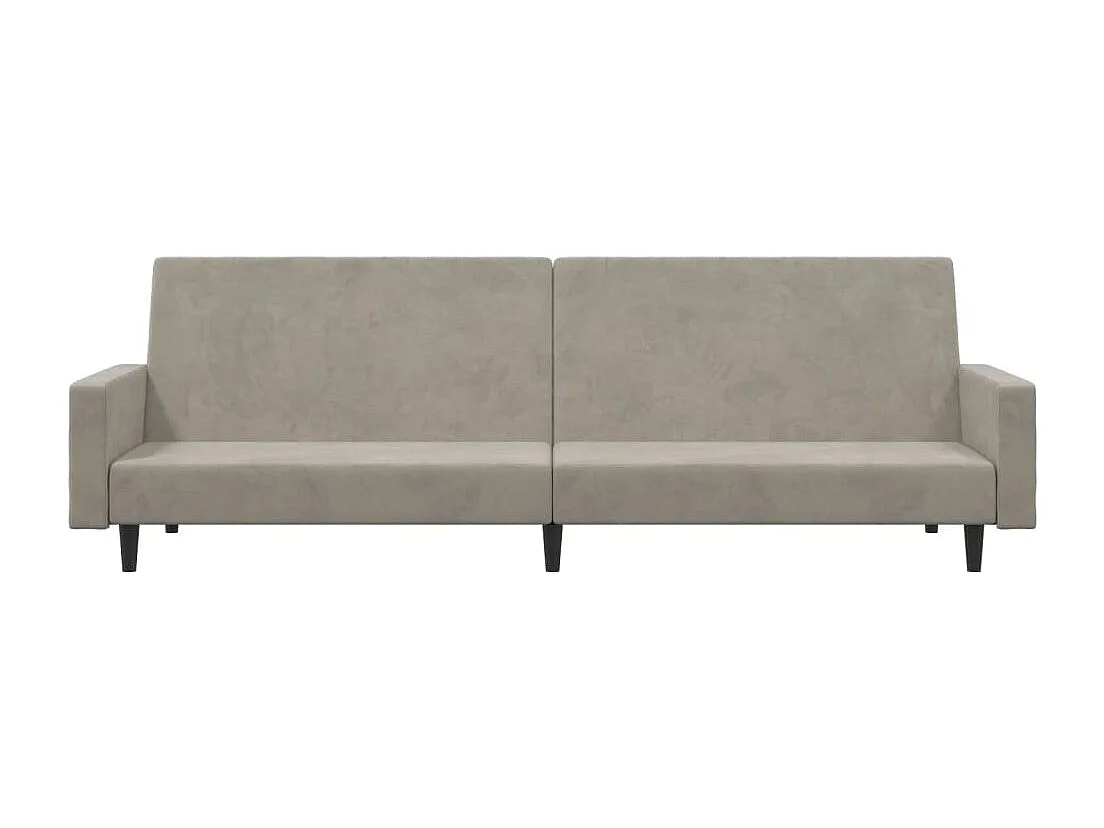 Sofá-cama de 2 lugares veludo cinzento-claro