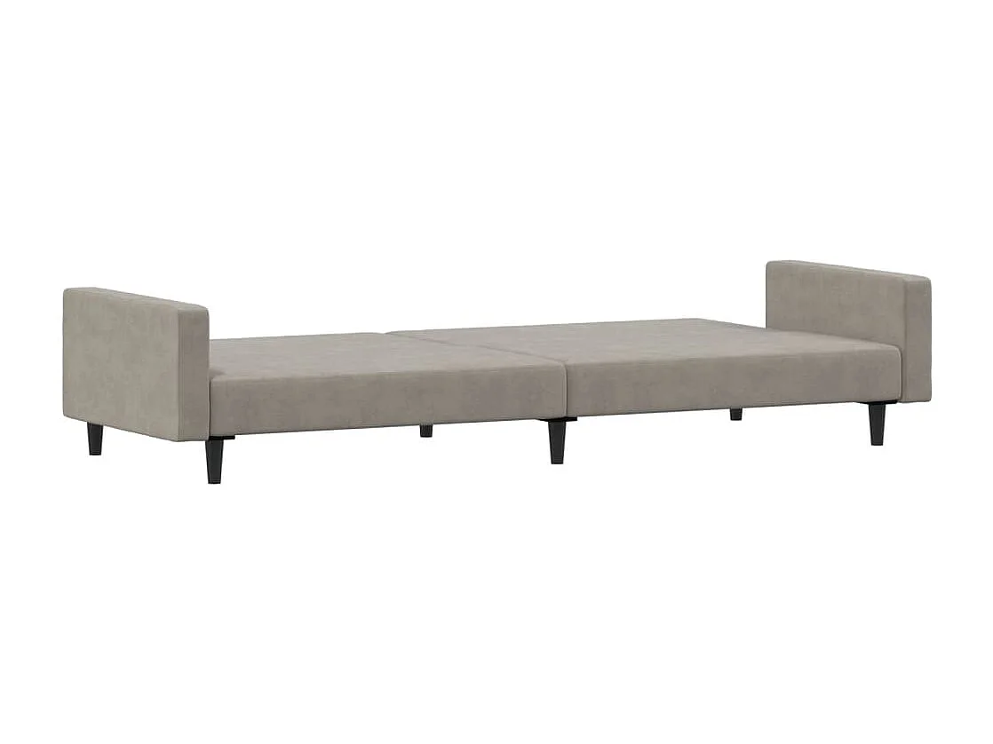 Sofá-cama de 2 lugares veludo cinzento-claro