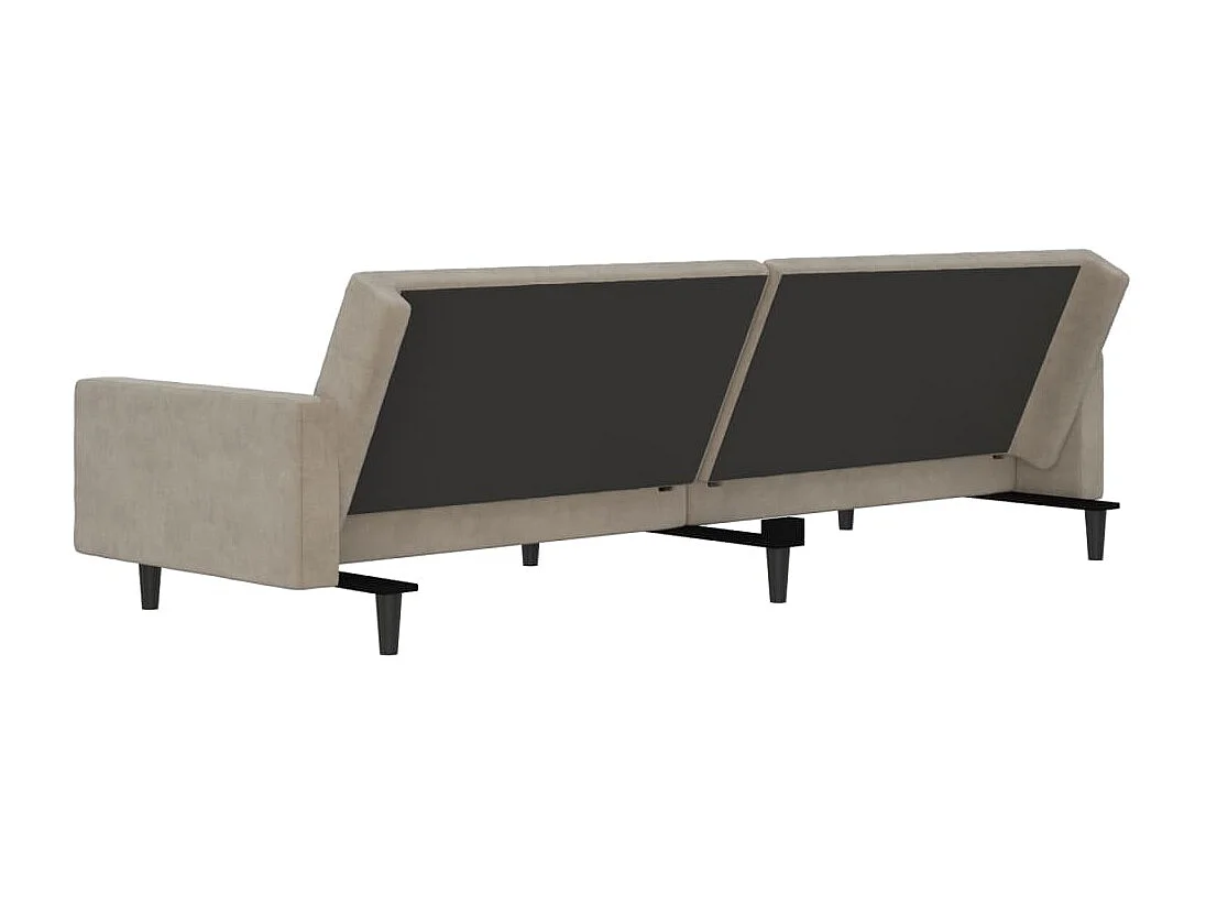 Sofá-cama de 2 lugares veludo cinzento-claro