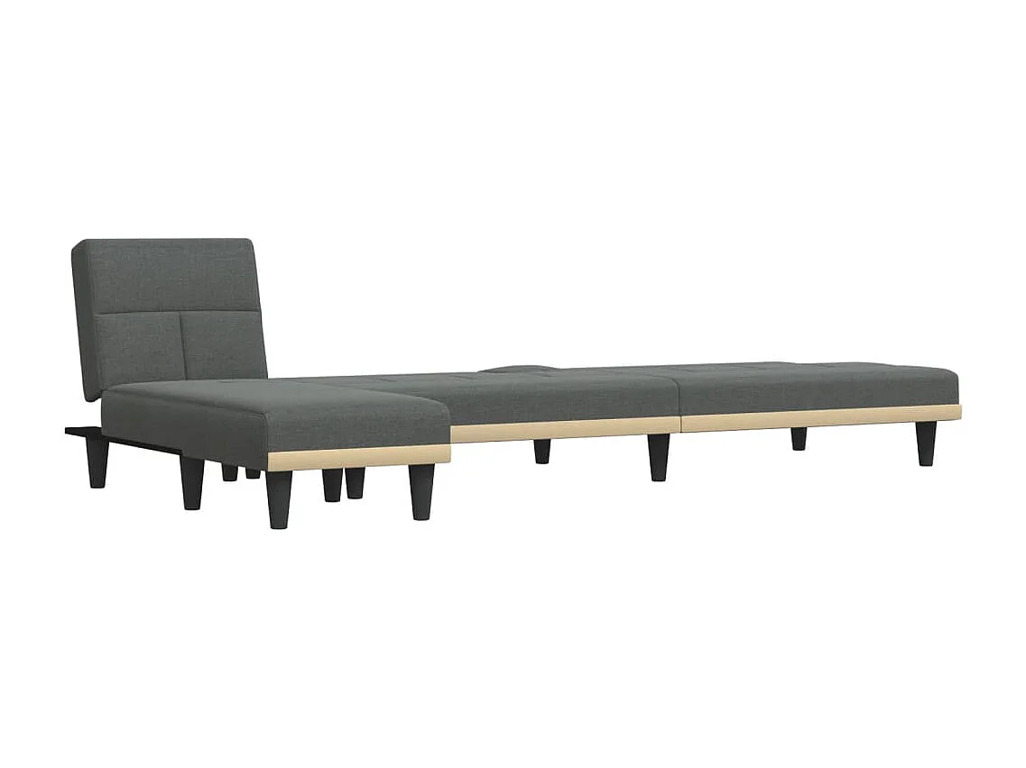 Sofá-cama em forma de L 255x140x70 cm tecido cinzento-escuro