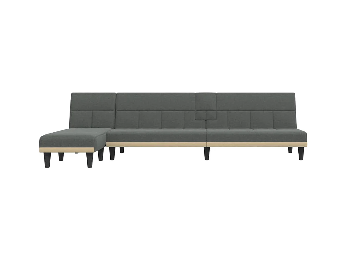Slaapbank L-vormig 255x140x70 cm stof donkergrijs