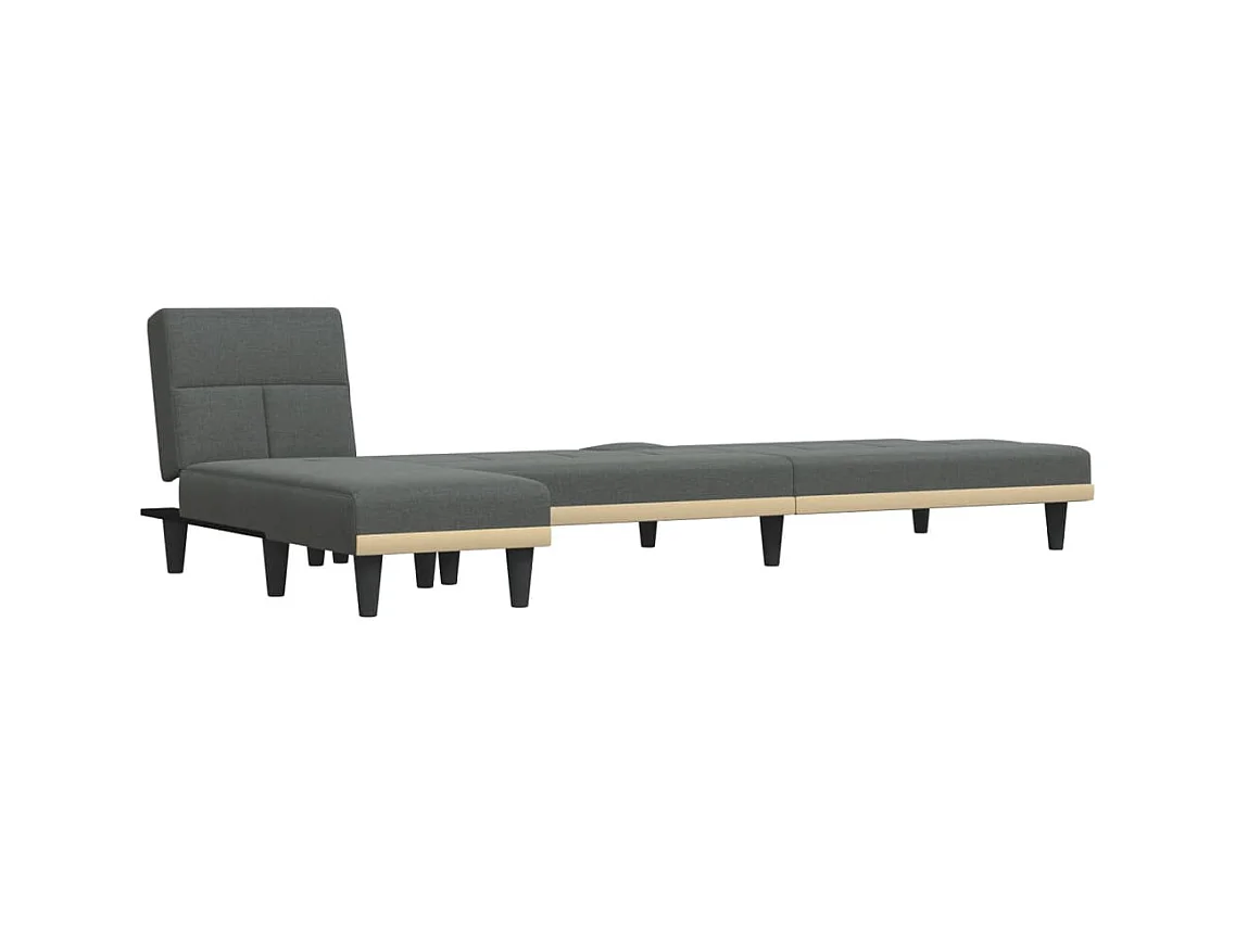 Slaapbank L-vormig 255x140x70 cm stof donkergrijs
