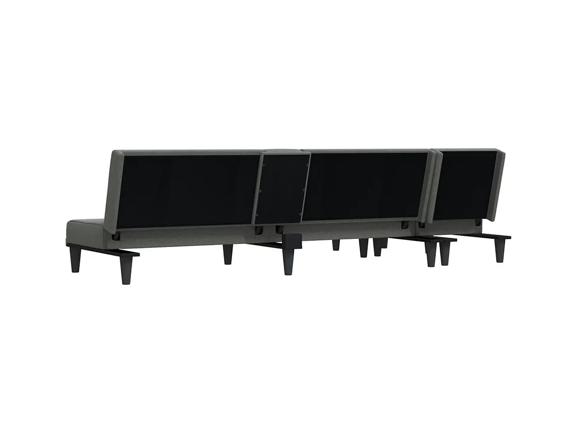 Slaapbank L-vormig 255x140x70 cm stof donkergrijs