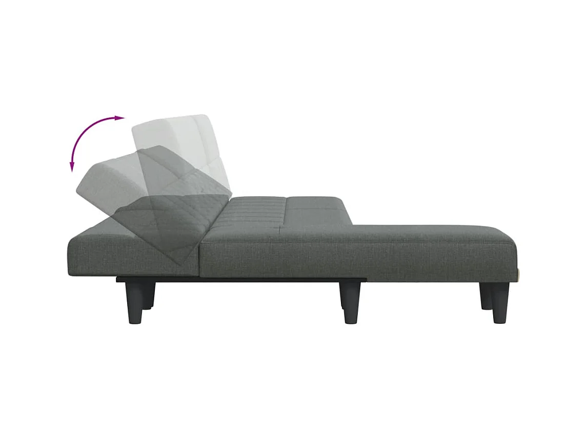 Slaapbank L-vormig 255x140x70 cm stof donkergrijs