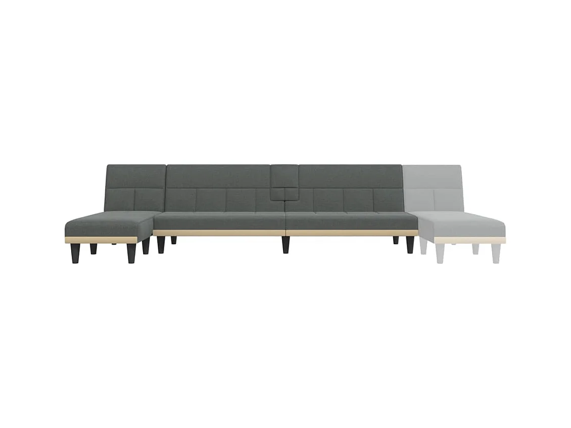 Slaapbank L-vormig 255x140x70 cm stof donkergrijs