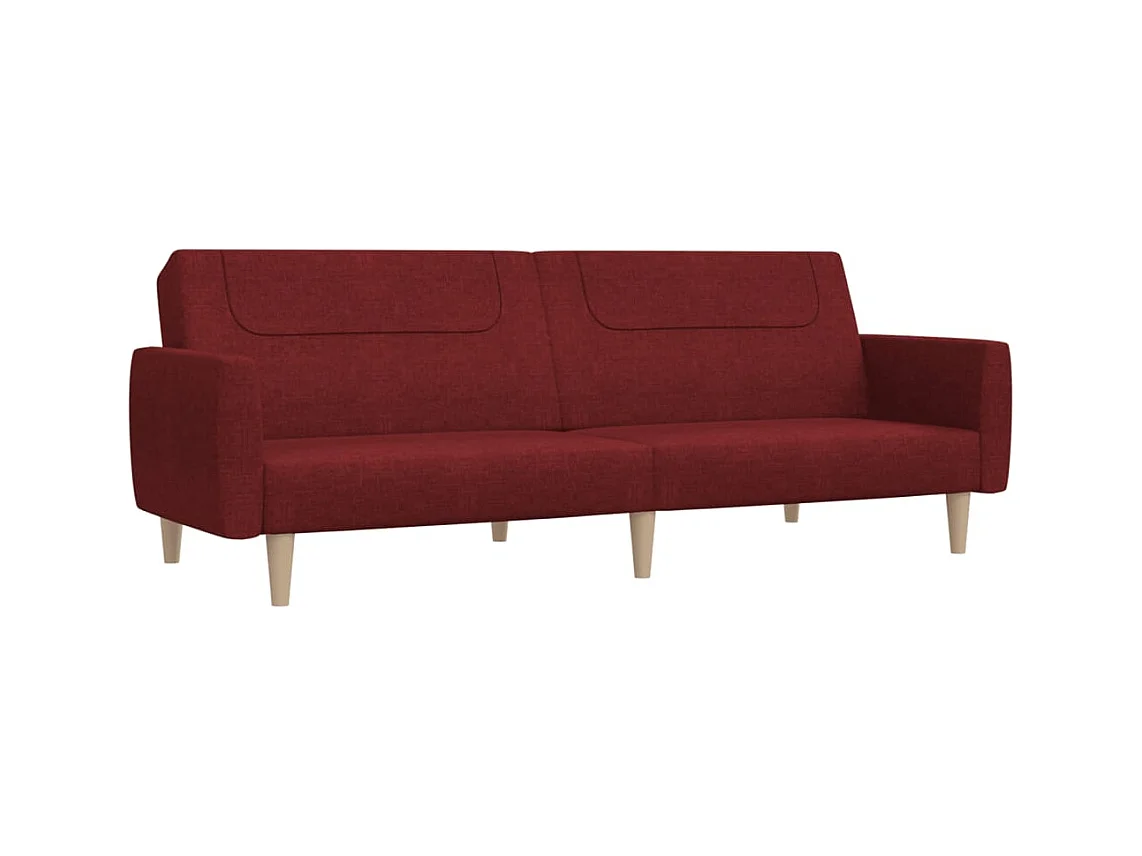 Ligbed 2-zits stof wijnrood