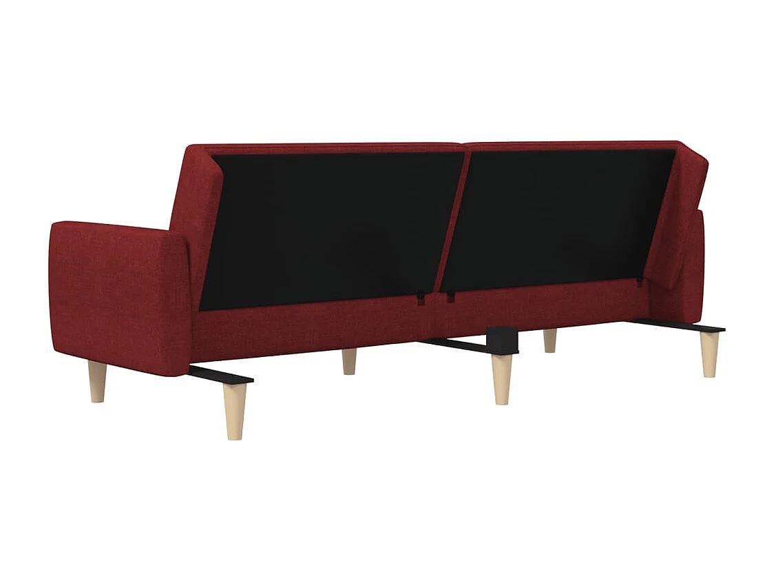 Divano Letto a 2 Posti Rosso Vino in Tessuto