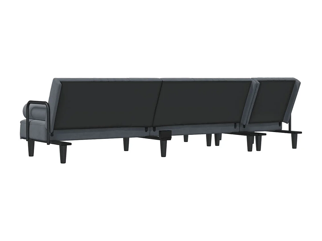 Slaapbank L-vormig 260x140x70 cm fluweel donkergrijs