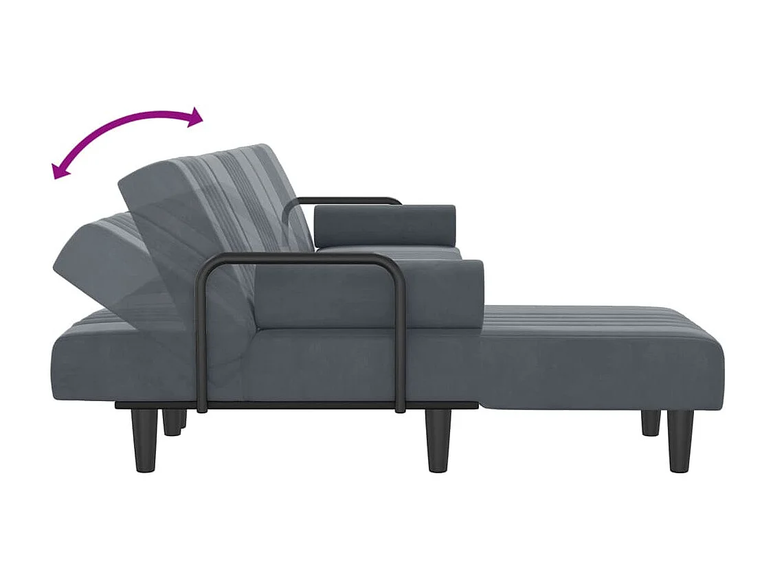 Slaapbank L-vormig 260x140x70 cm fluweel donkergrijs