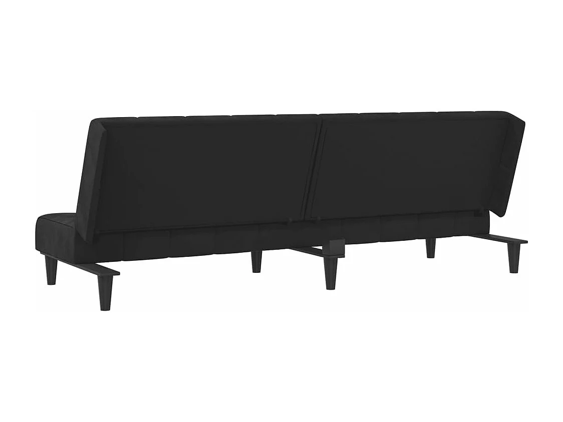 Sofá-cama de 2 lugares veludo preto