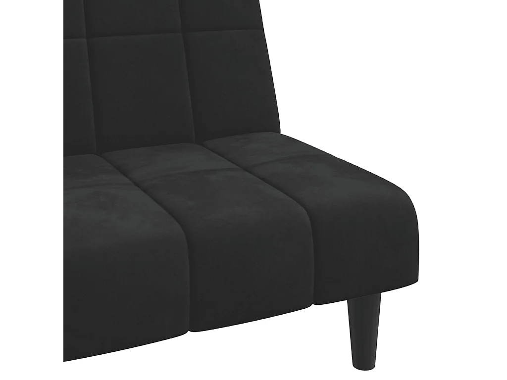 Sofá-cama de 2 lugares veludo preto