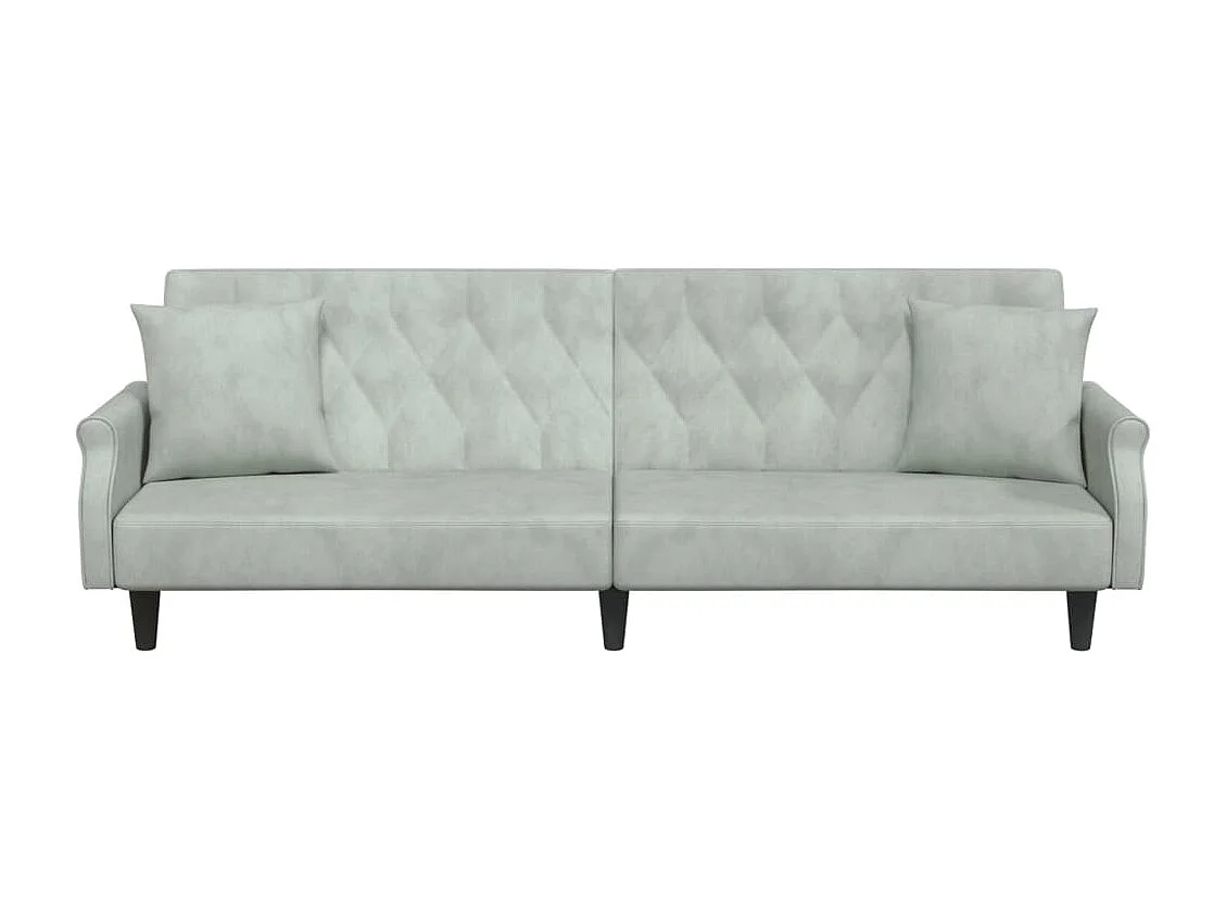 Slaapbank met armleuningen fluweel lichtgrijs