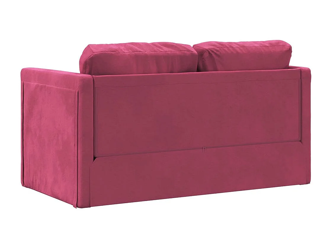 Divano Letto da Terra 2 in 1 Rosso Vino 122x204x55cm Velluto