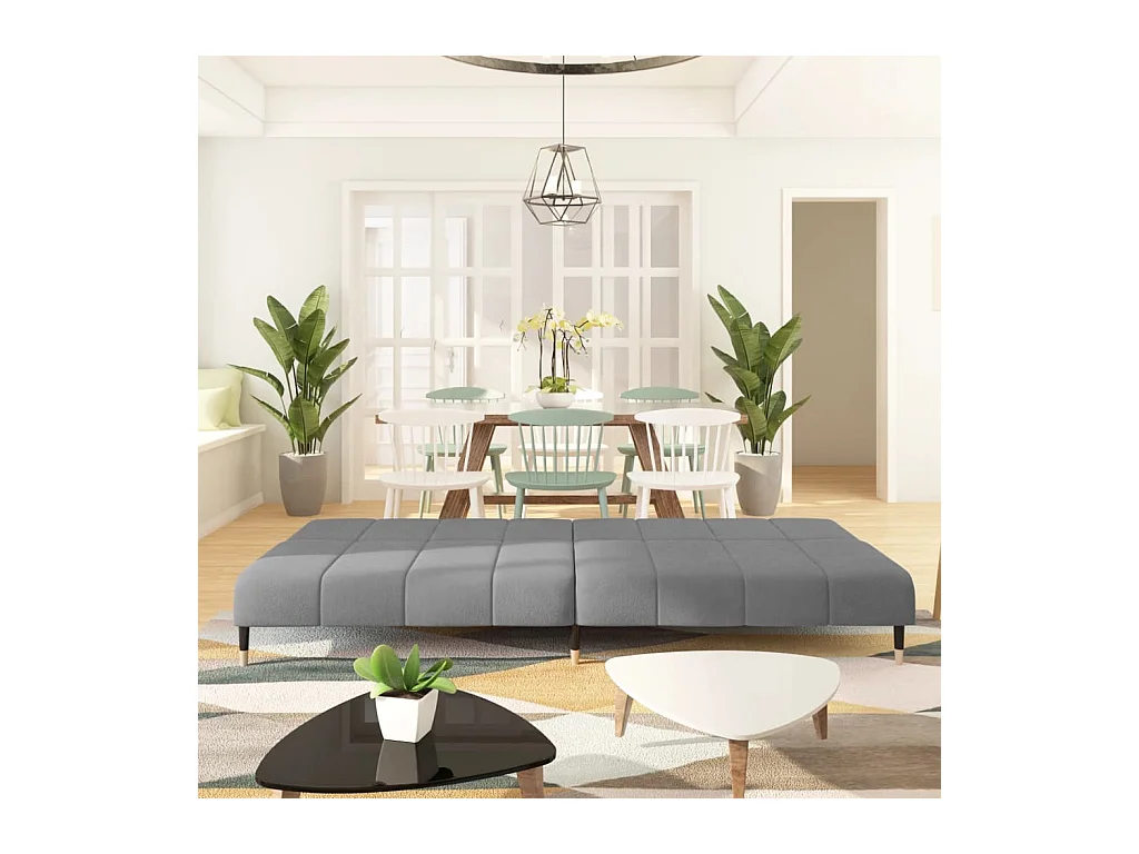 Divano Letto a 2 Posti Grigio Chiaro in Velluto