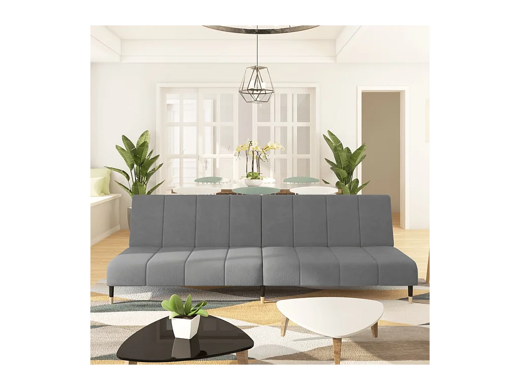 Divano Letto a 2 Posti Grigio Chiaro in Velluto