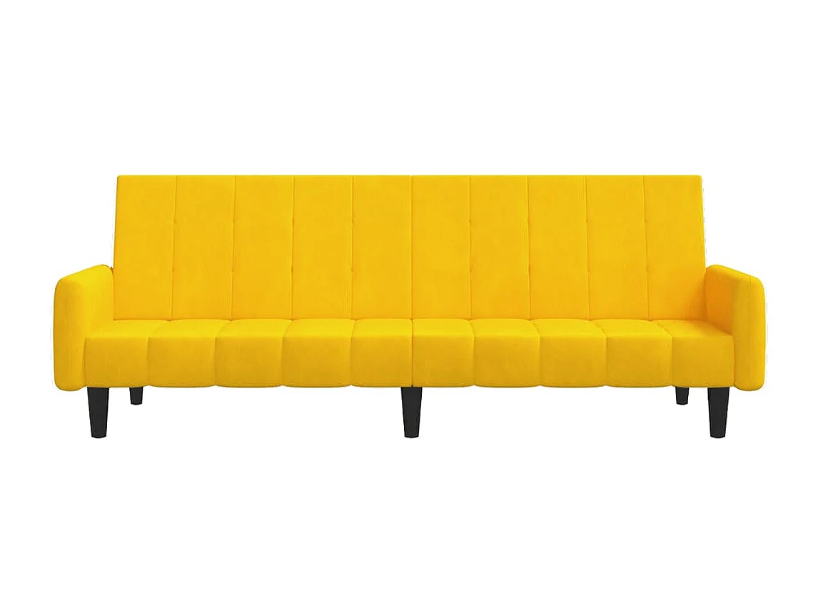 Sofá-cama de 2 lugares veludo amarelo