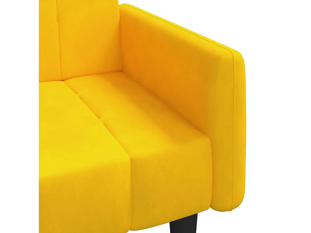 Sofá-cama de 2 lugares veludo amarelo