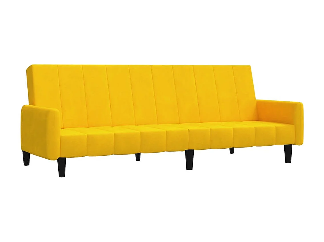 Sofá-cama de 2 lugares veludo amarelo