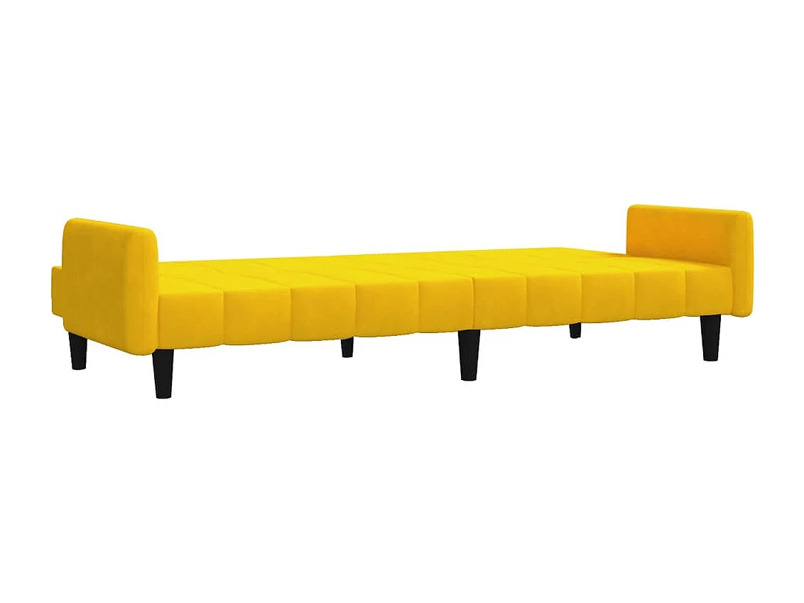 Sofá-cama de 2 lugares veludo amarelo