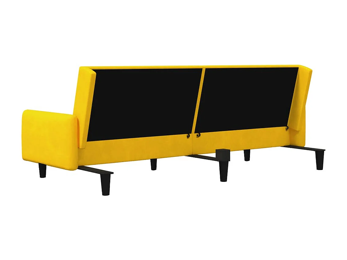 Sofá-cama de 2 lugares veludo amarelo