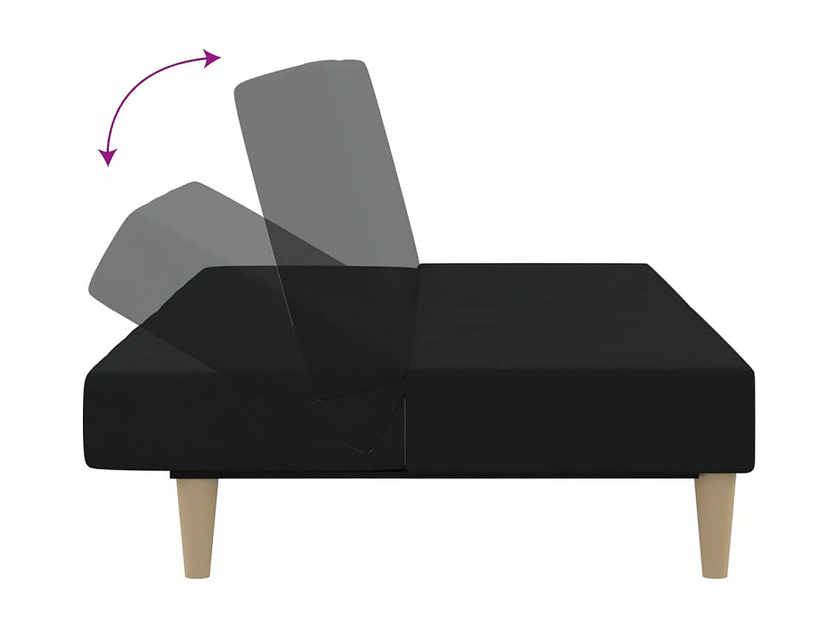 Sofá-cama de 2 lugares tecido preto