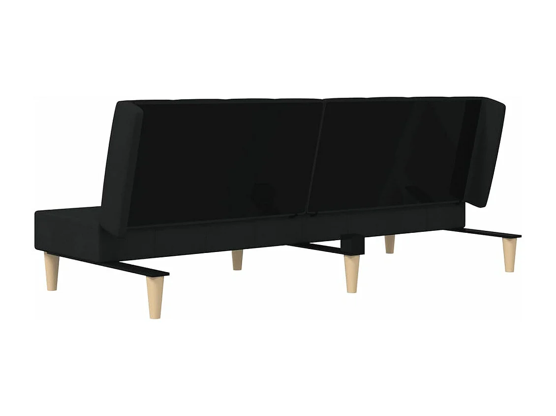 Canapé-lit à 2 places noir tissu