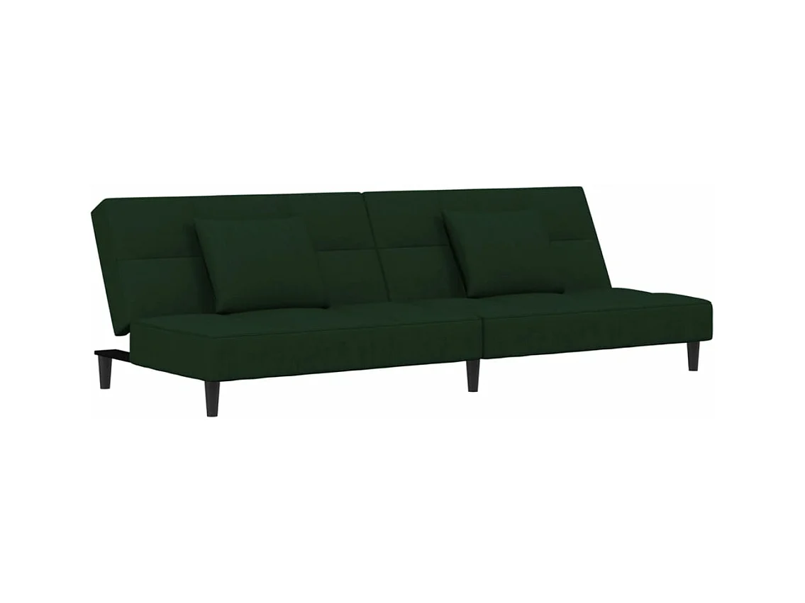 Canapé-lit à 2 places avec deux oreillers Vert foncé Velours