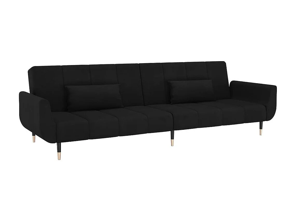 Schlafsofa 2-Sitzer mit 2 Kissen Schwarz Samt