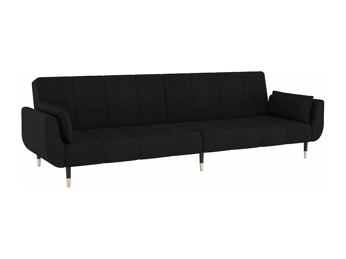 Schlafsofa 2-Sitzer mit 2 Kissen Schwarz Samt