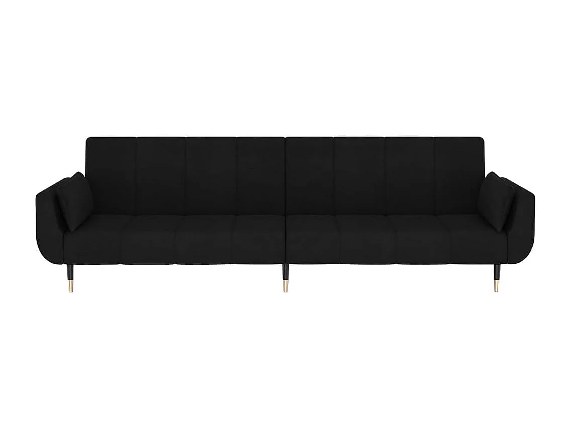 Schlafsofa 2-Sitzer mit 2 Kissen Schwarz Samt