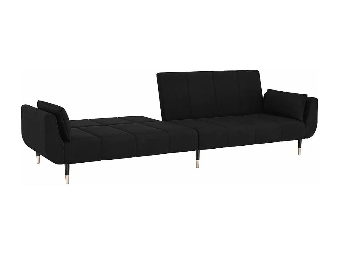 Schlafsofa 2-Sitzer mit 2 Kissen Schwarz Samt
