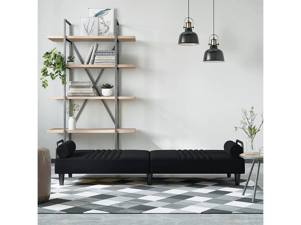 Canapé-lit avec accoudoirs noir velours