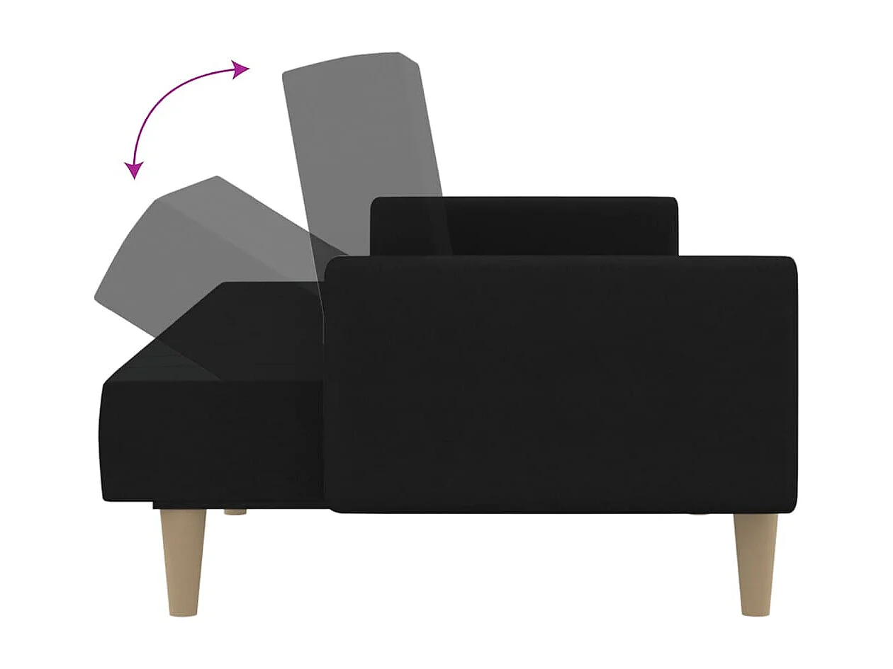 Schlafsofa 2-Sitzer Schwarz Stoff