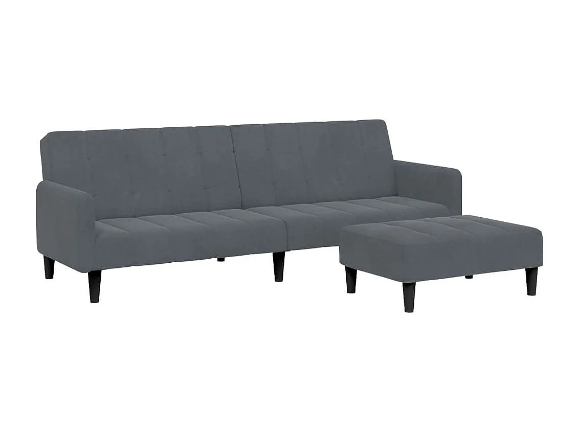 Sofá-cama 2 lugares c/ apoio de pés veludo cinzento-escuro