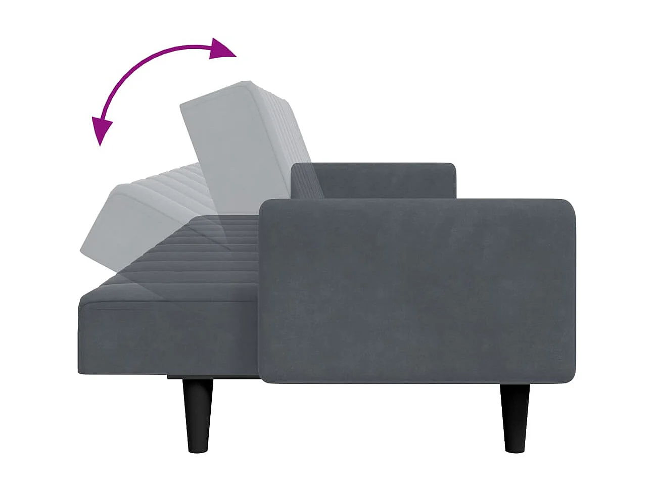 Sofá-cama 2 lugares c/ apoio de pés veludo cinzento-escuro