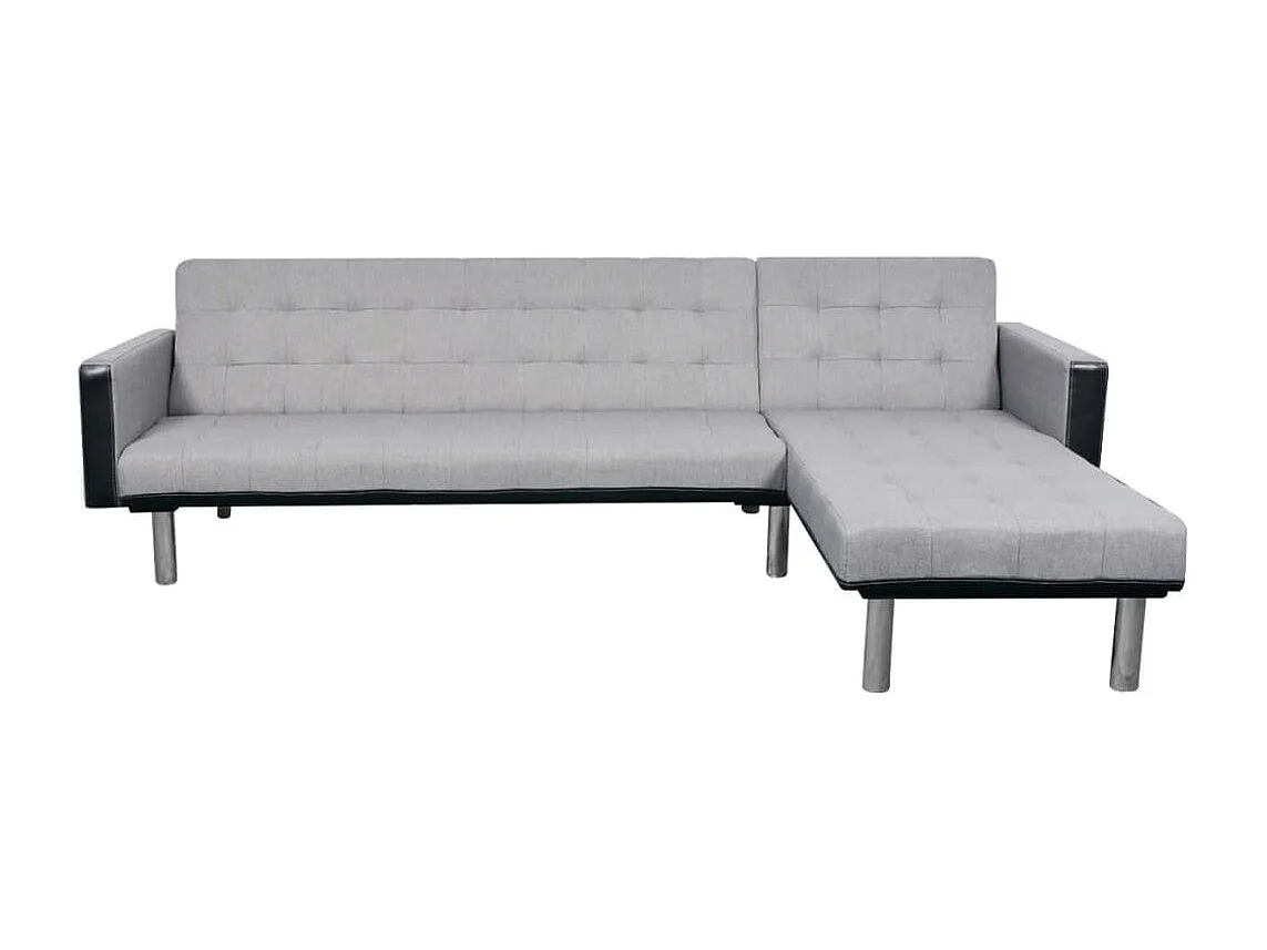 Canapé-lit en forme de L tissu noir et gris