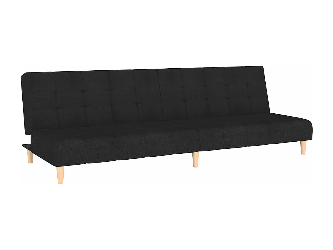 Sofá-cama de 2 lugares tecido preto