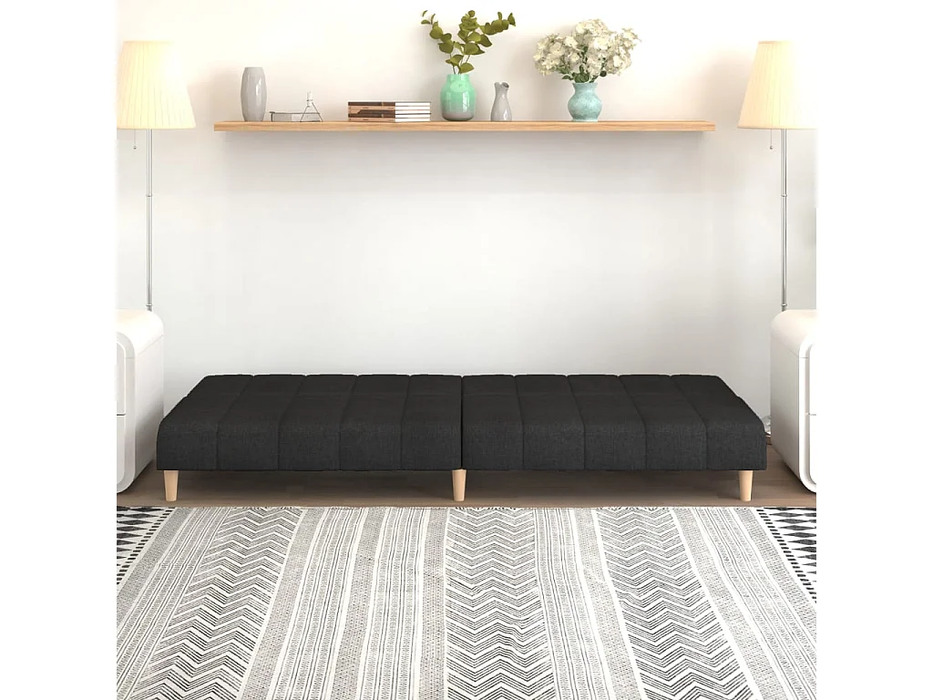 Sofá-cama de 2 lugares tecido preto