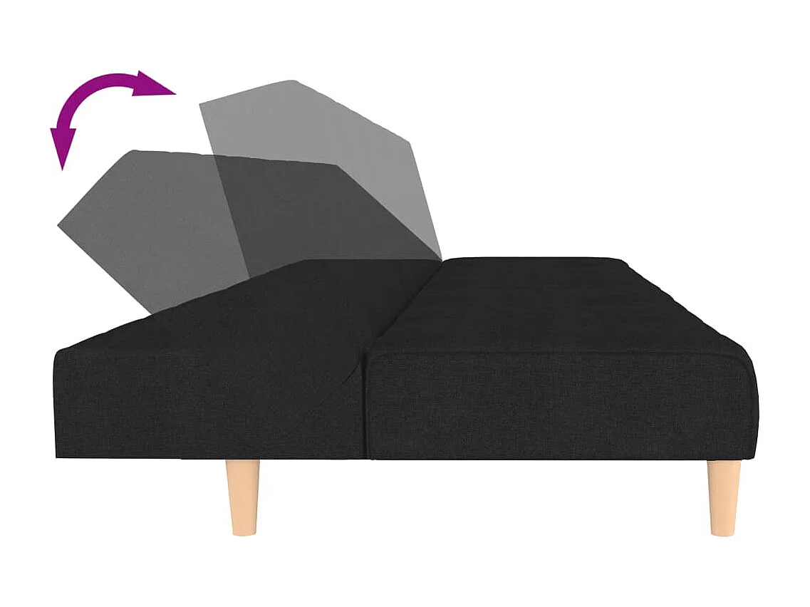 Sofá-cama de 2 lugares tecido preto