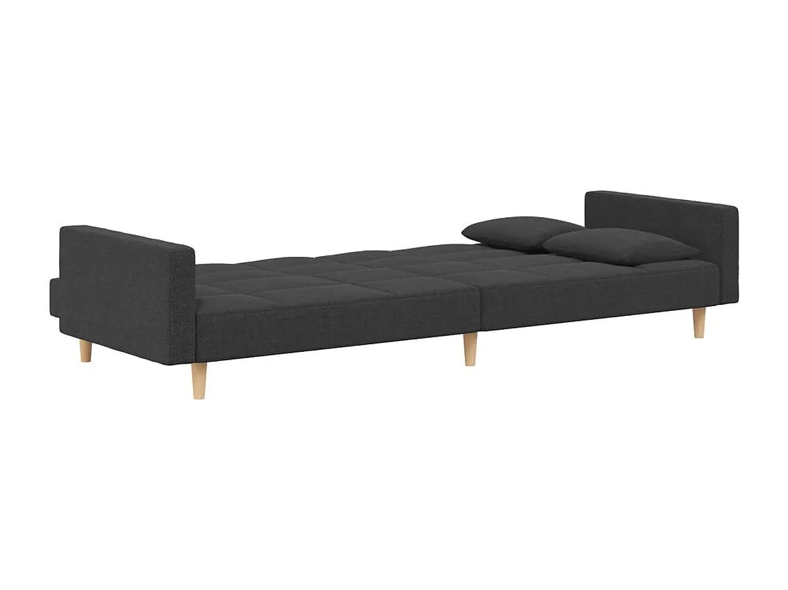 Sofá cama de 2 plazas con dos almohadas tela gris oscuro