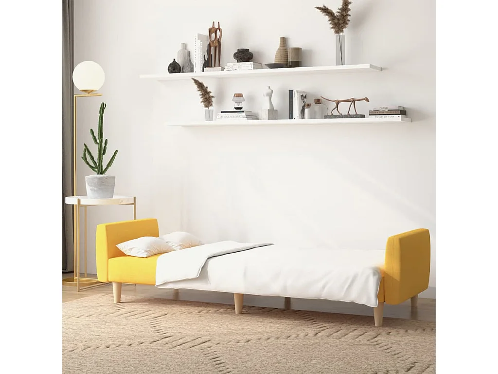 Schlafsofa 2-Sitzer Gelb Stoff