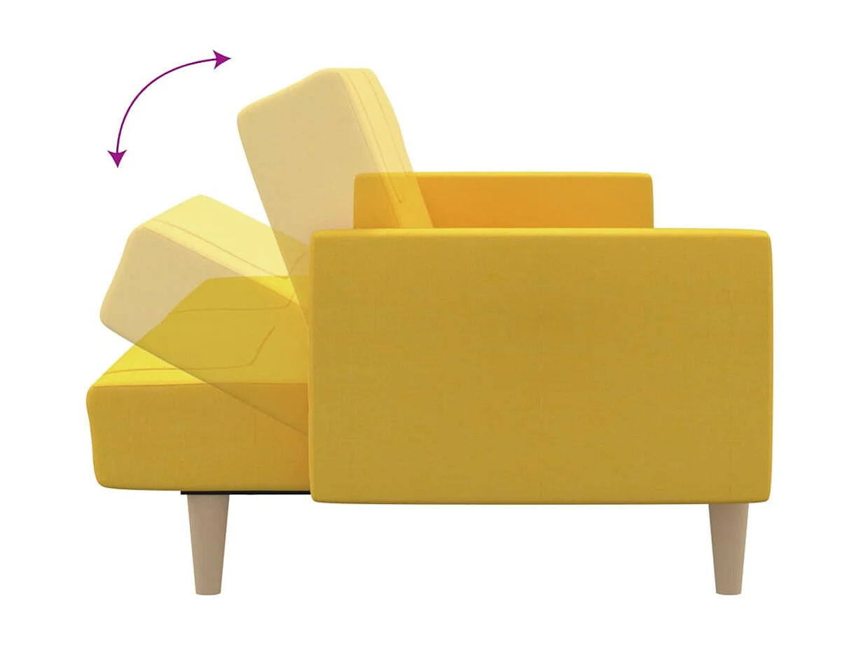 Schlafsofa 2-Sitzer Gelb Stoff