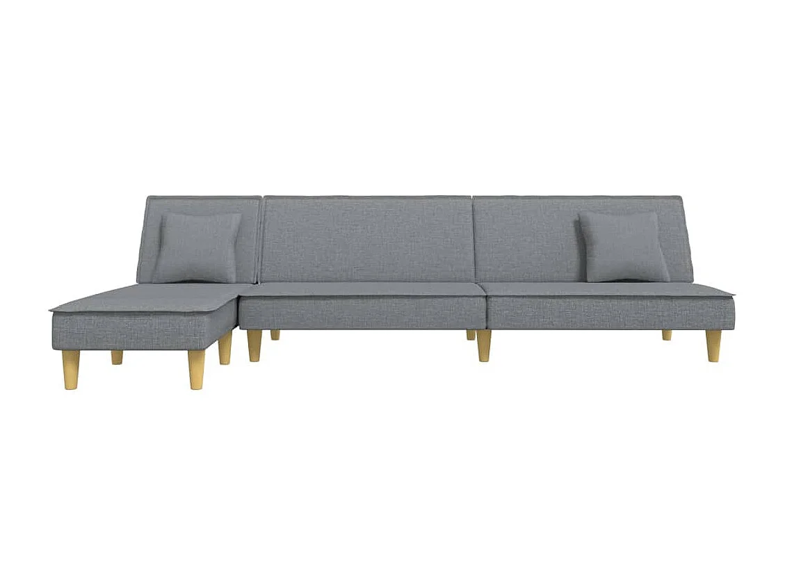 Sofá cama en forma de L tela gris claro 255x140x70 cm