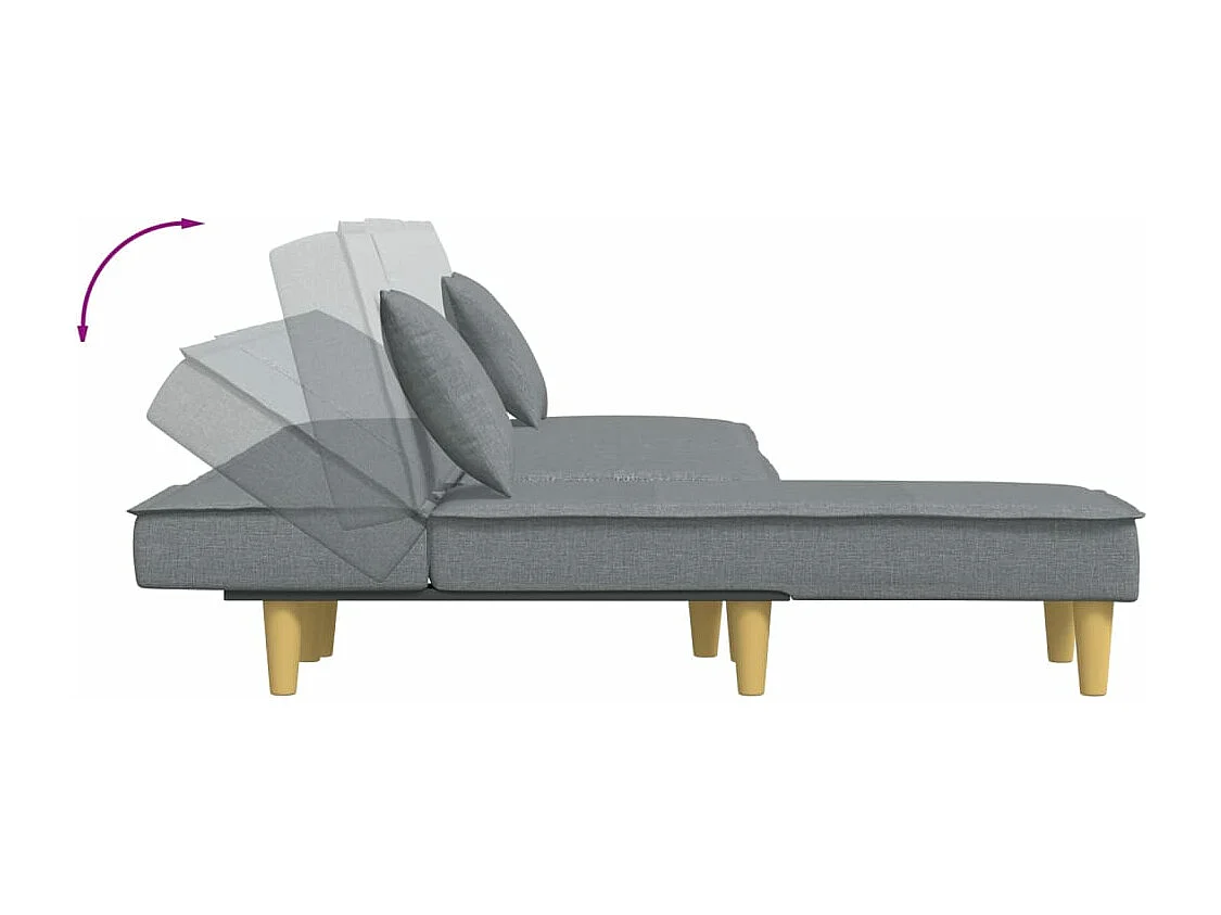 Sofá cama en forma de L tela gris claro 255x140x70 cm